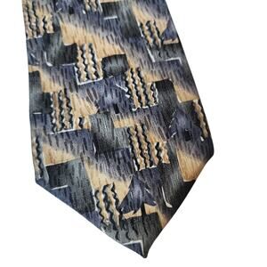 Cocktail Collection Tie Mens 100% Silk Necktie Abstract Geometric Tan Gray